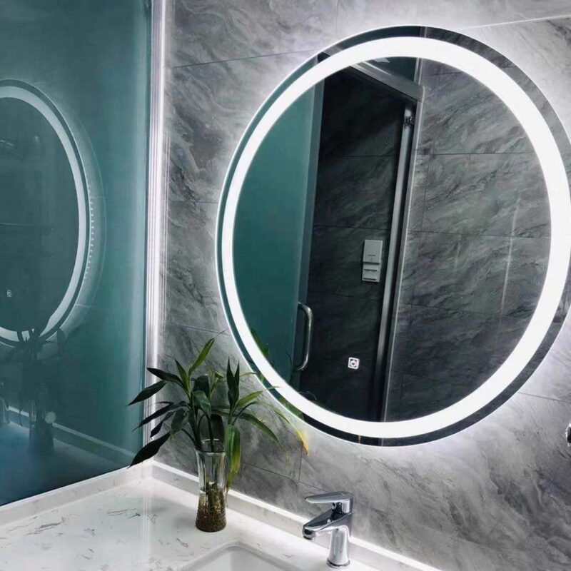Lustro ścienne okrągłe podświetlane led fi 70 cm piaskowane - obrazek 3