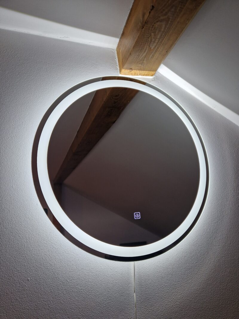Lustro ścienne okrągłe podświetlane led fi 70 cm piaskowane