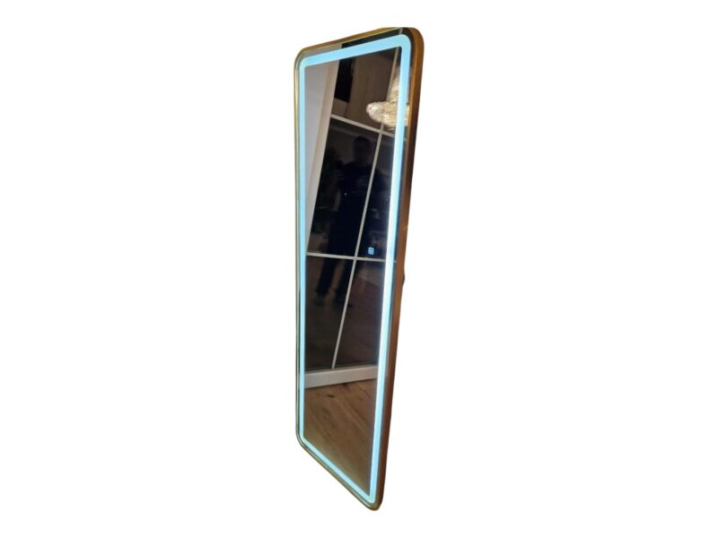Lustro stojące lub wiszące podświetlane led w aluminiowej ramie 160x50 złote