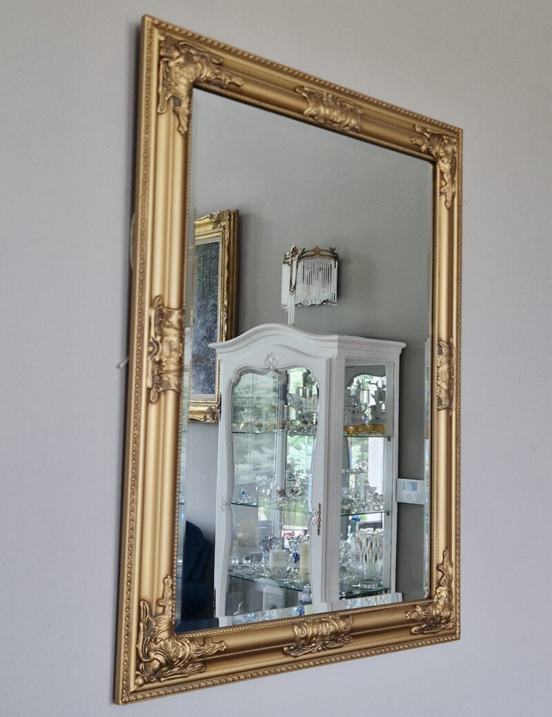 Lustro pałacowe glamour w złotej drewnianej ramie 60x70
