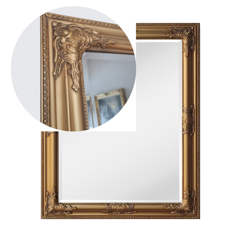Lustro pałacowe glamour w złotej drewnianej ramie 60x70 - obrazek 3