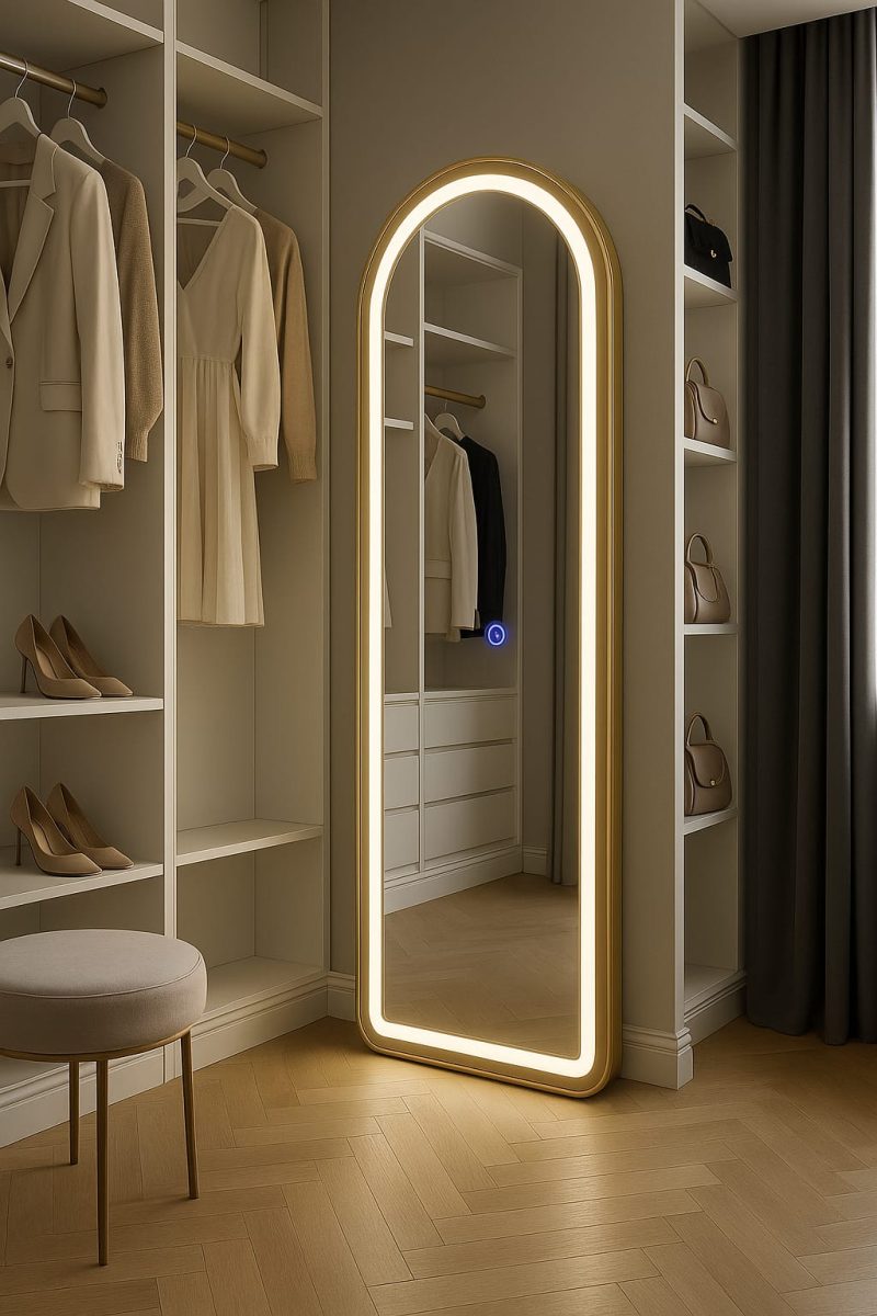 lustro stojące 160x50 podświetlane led  w złotej ramie owalne - obrazek 7