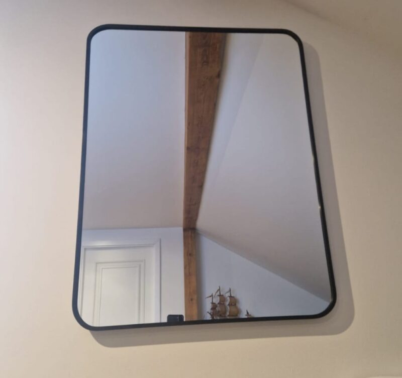 Lustro prostokątne w aluminiowej ramie loft 80x60 cm– czarne