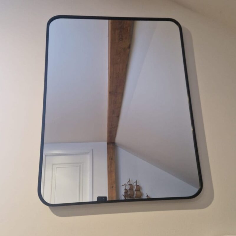 Lustro prostokątne w aluminiowej ramie loft 80x60 cm– czarne