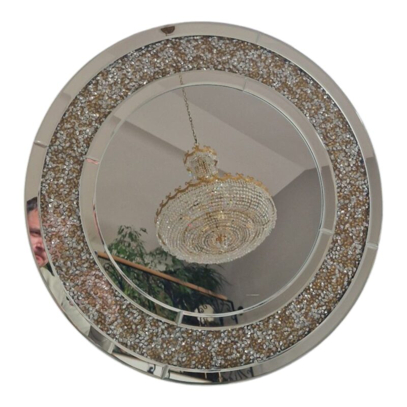 Lustro okrągłe 60 cm glamour crush diamond złote