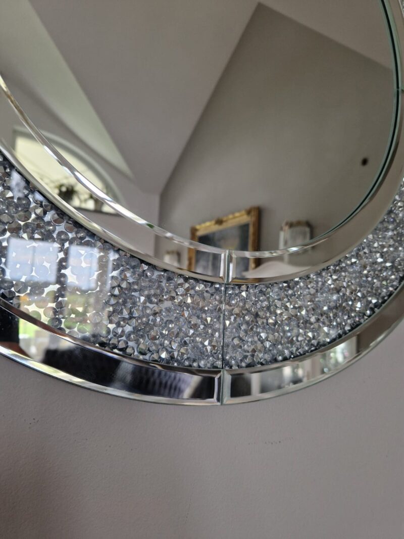 Lustro okrągłe 60 cm glamour crush diamond srebrne - obrazek 3