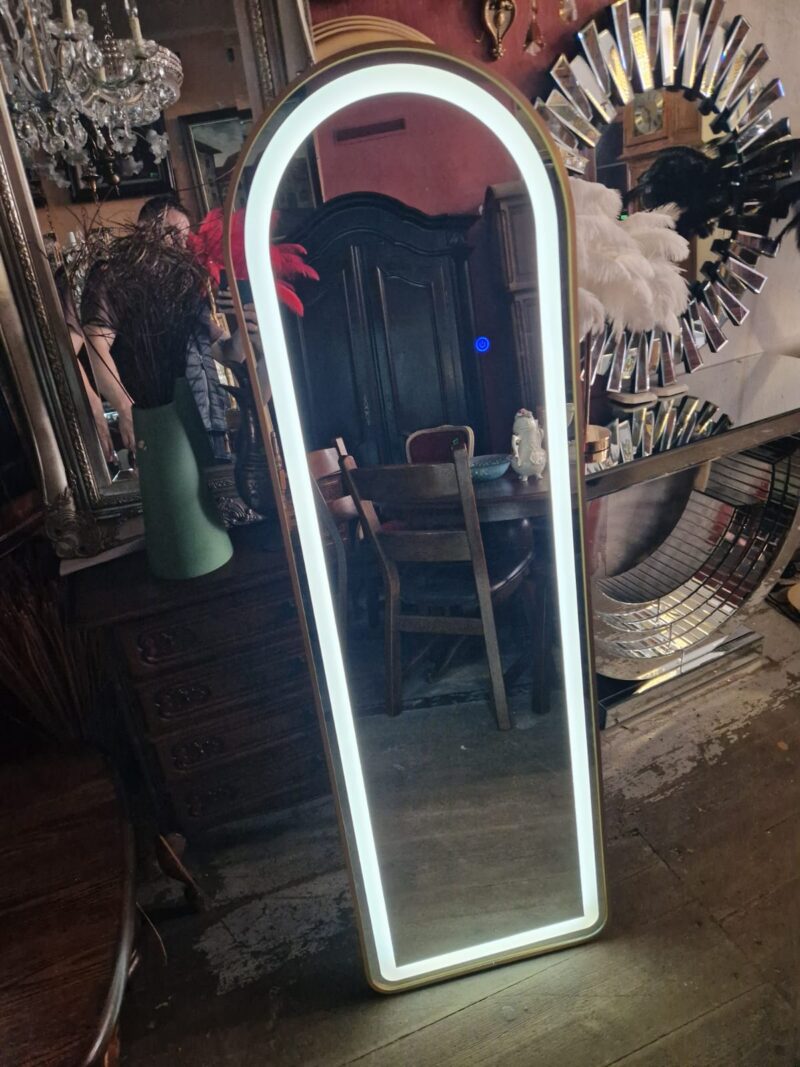 lustro stojące 160x50 podświetlane led  w złotej ramie owalne - obrazek 5