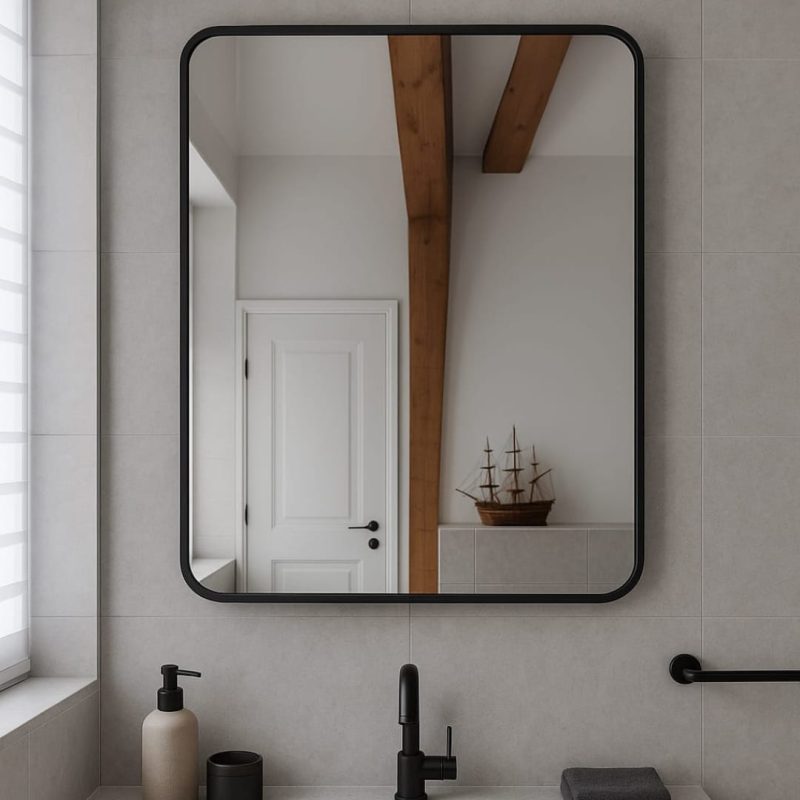 Lustro prostokątne w aluminiowej ramie loft 80x60 cm– czarne