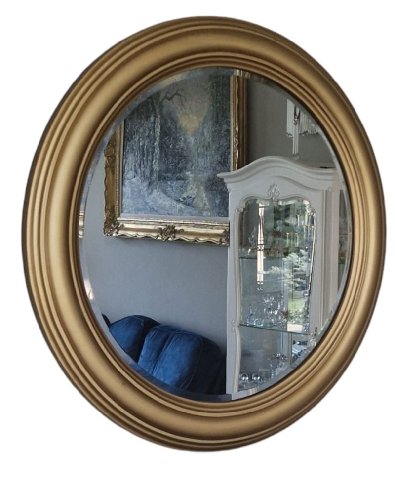 Lustro okrągłe kryształowe w złotej ramie glamour 60 cm - obrazek 6