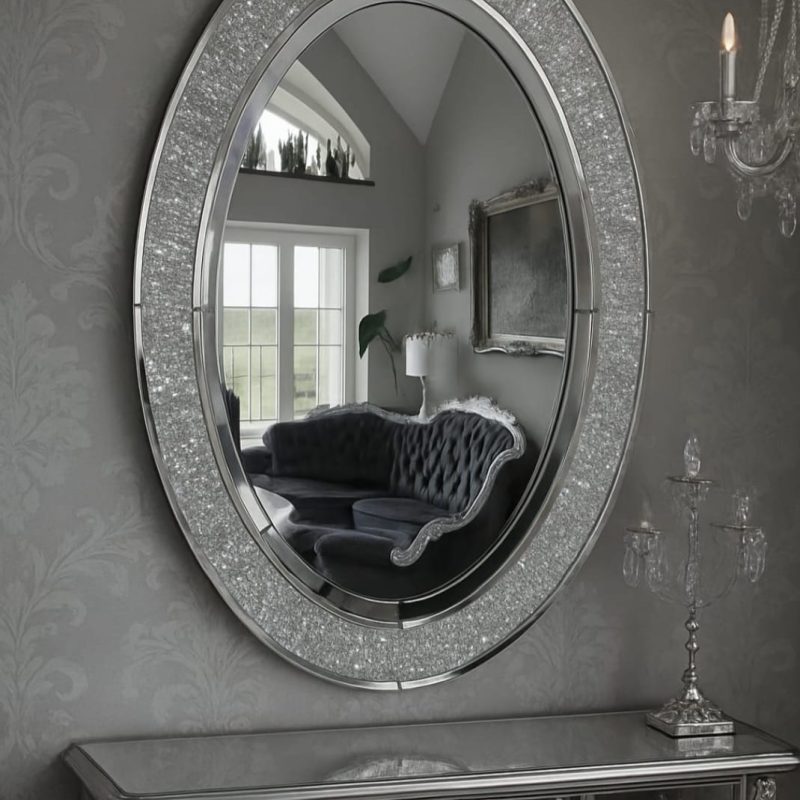 Lustro Owalne Glamour Crush Diamond 90x60 cm