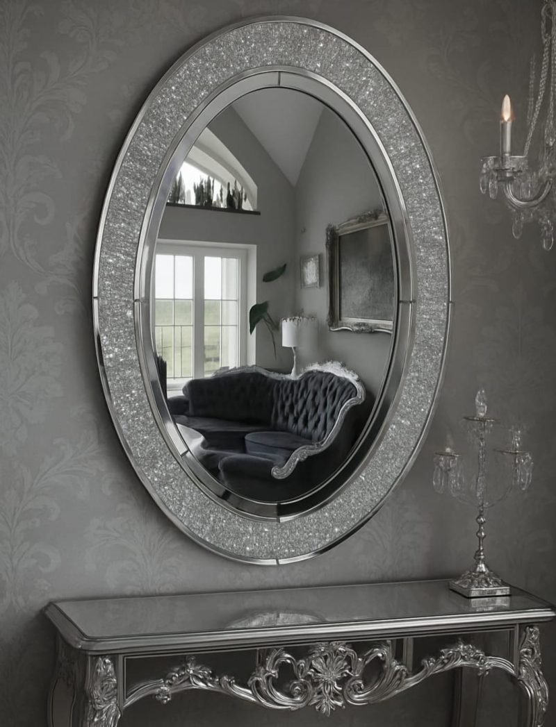 Lustro Owalne Glamour Crush Diamond 90x60 cm - obrazek 3