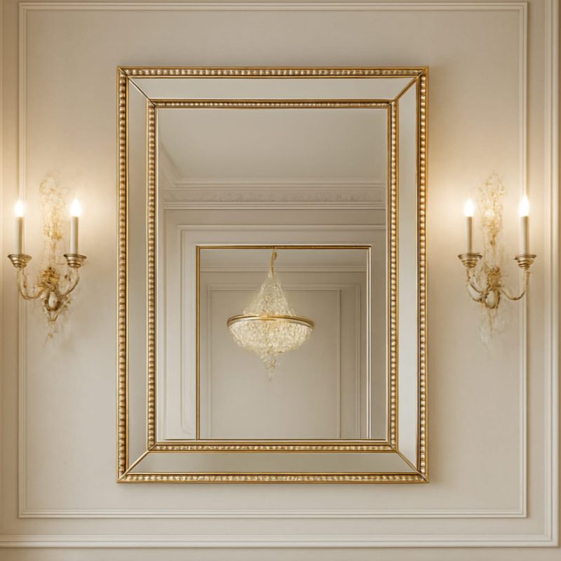 Lustro Szampańskie Glamour W Kryształowej Ramie 104x74 cm